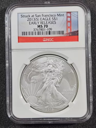 🌟 2013 (S) 1 oz Silver Eagle Dollar Coin NGC MS70 Early Releases San Francisco