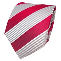 Tigertie Designer Seidenkrawatte Rot Silber Grau Gestreift - Krawatte Seide