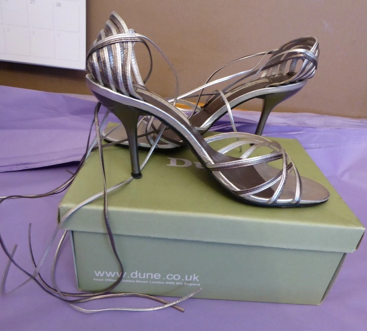 Dune UK5 EU38 US7 Madey two tone silver strippy cage leather