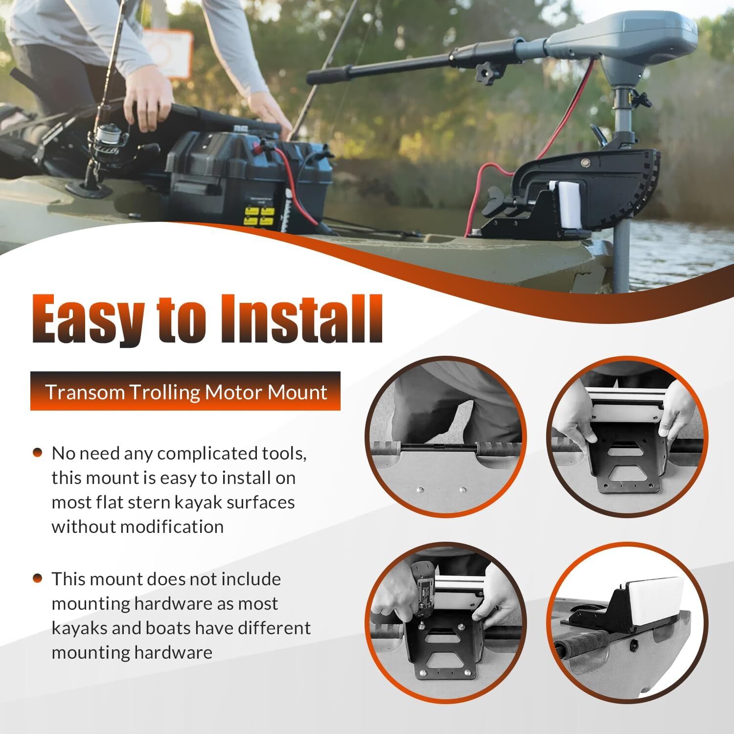 for Kayak, Trolling Motor Transom Mount Aluminum Transom Trolling Motor Mount