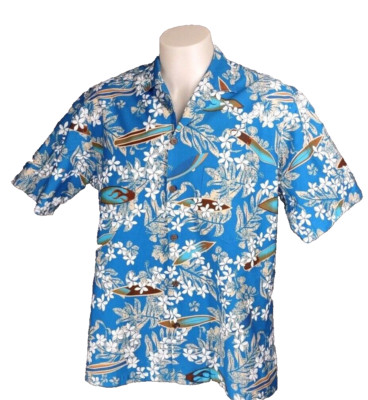 Hawaiian Shirt Paradise 2XL Mens Graphic Design Wooden Buttons Surfboard Style #