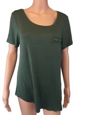 Giavinci Fashions Size Large Green T Shirt Lounging Apparel w/ Zip Pocket