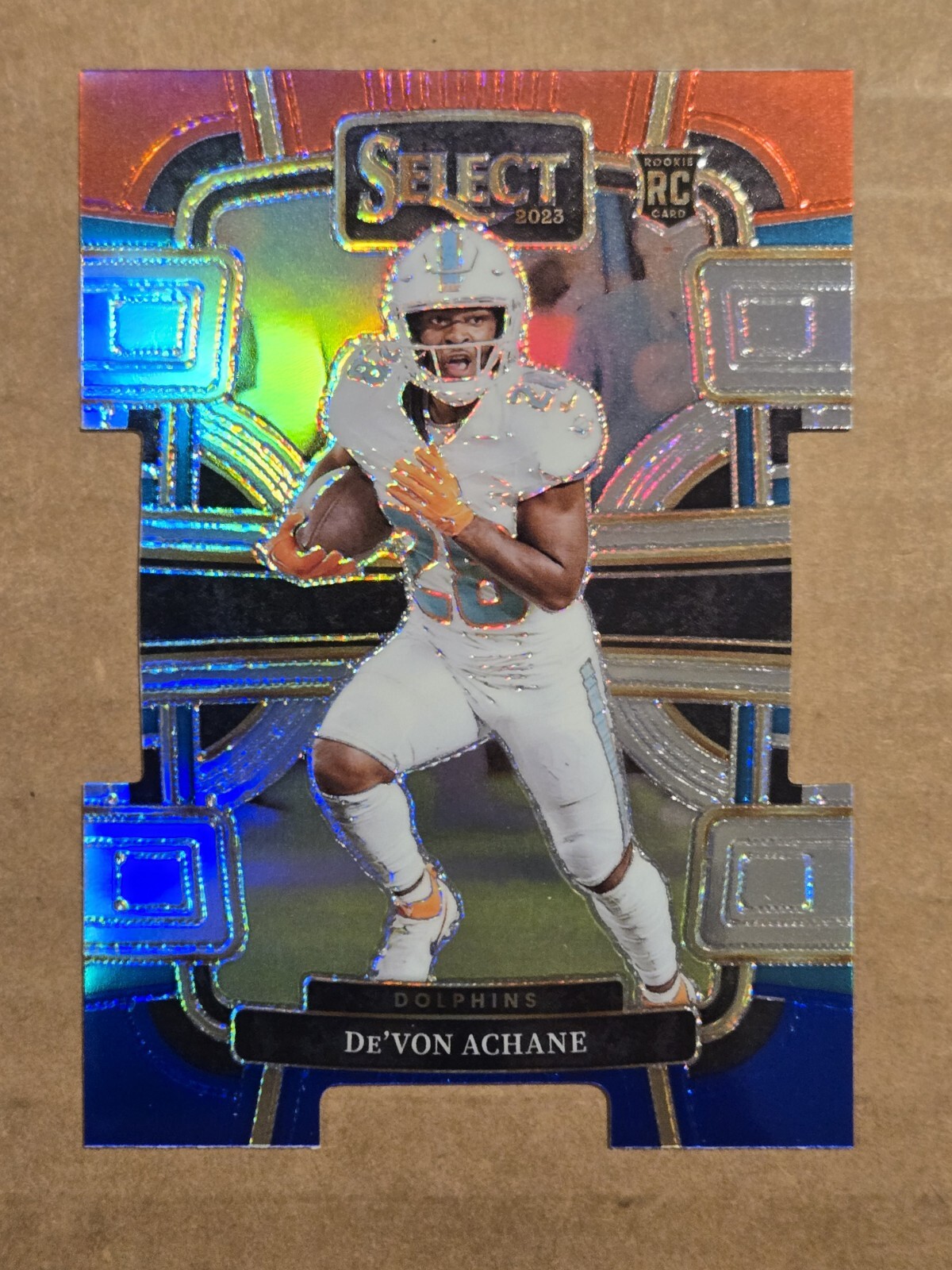 De'Von Achane 2023 Panini Select Concourse RC #63 Red/Blue Die-Cut