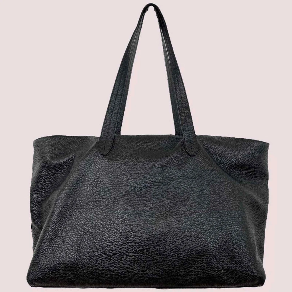 Bolso de Hombro Colección Versace Cuero Guijarro Negro Logo Dorado Foto 3 de 4