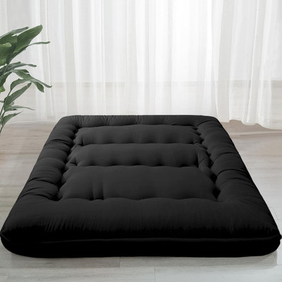 Extra Thick 6'' Japanese Futon Mattress, Foldable Black Floor Bed for Adults