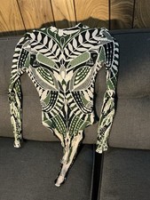 Farm Rio Black Lace Nature Bodysuit Long sleeve XS