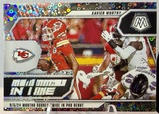 2025 Panini Mosaic Xavier Worthy Moments in Time Disco #1 Kansas City Chiefs