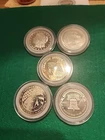 Lot - 5 VINTAGE 1 oz Silver Rounds. Freedom Is Not Free,Live Liberty Happiness.