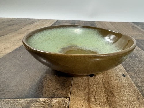Vintage -Frankoma Pottery -Prairie Green Bowl 7" Wide "4XL"  MCM