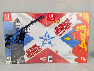 No More Heroes Collector's Edition 1 & 2 + 3 Trading Cards + Flag