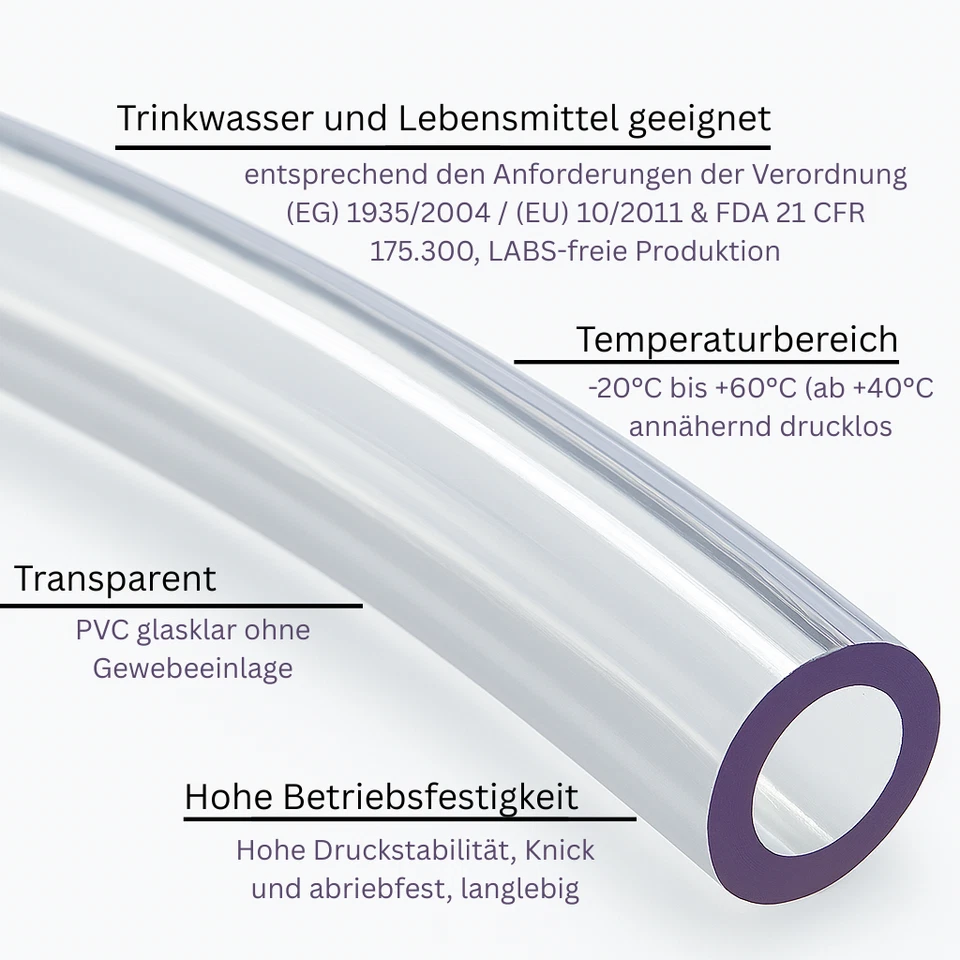 REHAU PVC-Schlauch Aquarium- Luft - Wasserschlauch transparent klar Ø 2 - 60 mm - Bild 2 von 4