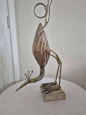 Vintage Skulptur Pfau Vogel Figur Handschnitzerei Volkskunst Tierskulptur,