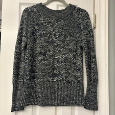 Universal Thread Woven Knit Crew Neck Fitted Sweater Small. Navy White Casual