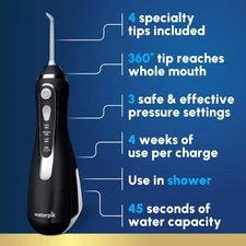 Waterpik Cordless Advanced 2.0 Water Flosser Black WP-582 – w/ Bag & 4 Tips ADA.