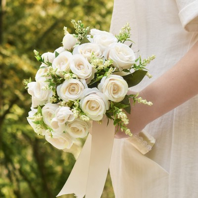 Wedding Bouquets for Bride Bridesmaid 9 Inch Ivory Bride Bridal