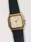 Vtg Rochelle Tank Watch Men's 30mm Gold Tone Quartz 1980s NEW BATTERY
