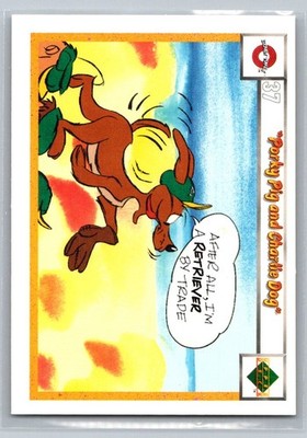 1990 Upper Deck Comic Ball #37 / 52 Porky Pig and Charlie Dog Oakland Athletics