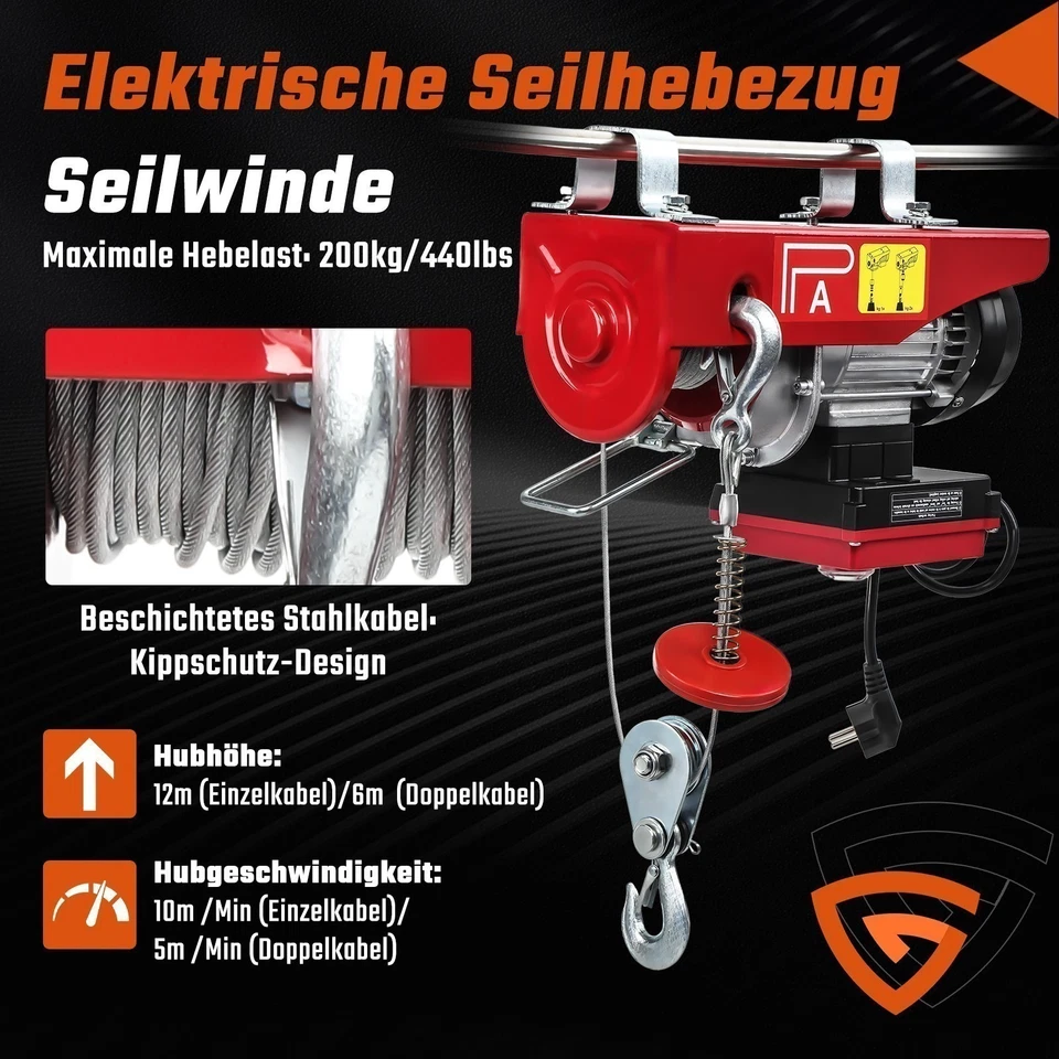 Elektrische Seilhebezug Seilwinde Hebezug mit Fernbedienung 200 kg-800 kg & Funk - Bild 4 von 4