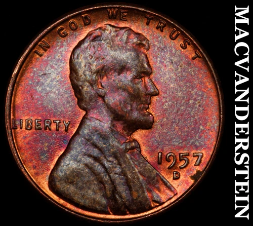 1957-D Lincoln Wheat Cent-Choice Gem BU Color Lustrous No Reserve #i3823