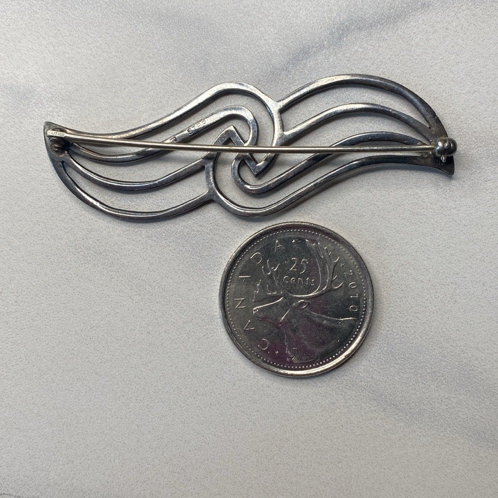 Turning waves solid sterling silver brooch 925 - image 2