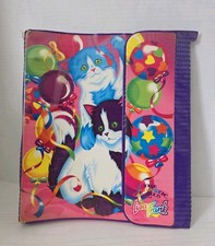 Vintage Lisa Frank 90  s Tri Fold 3 Ring Binder Rainbow Balloon Kittens Cats