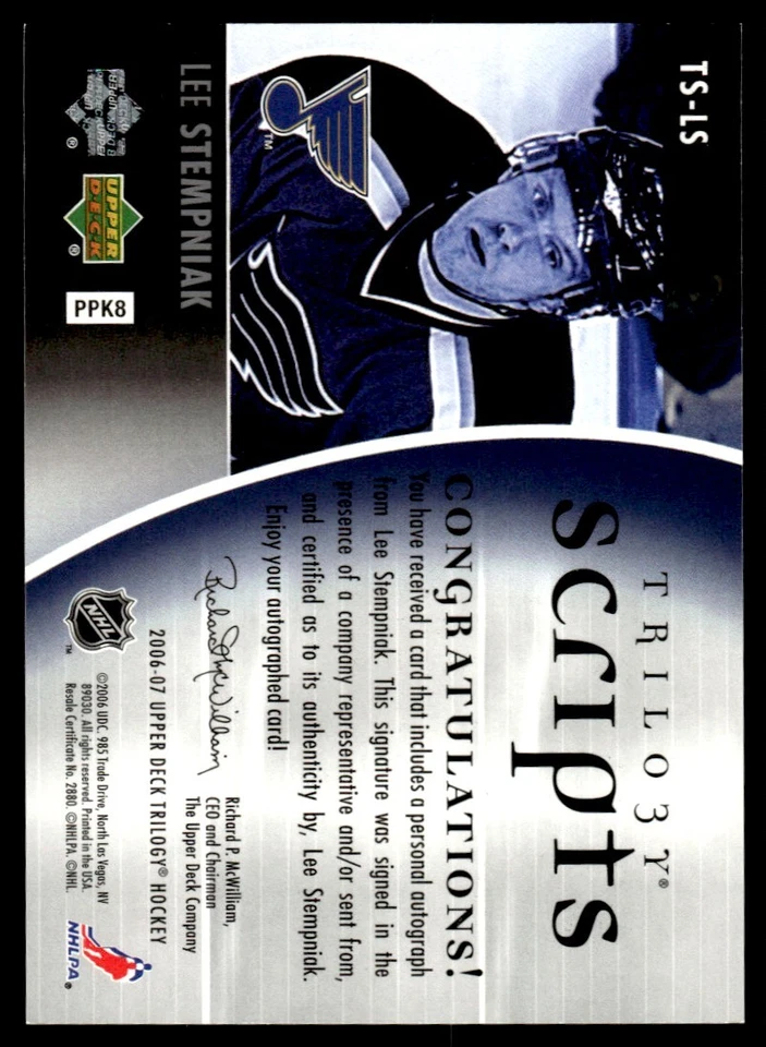 2006-07 Upper Deck Trilogy Scripts Lee Stempniak Auto St. Louis Blues #TS-LS - Image 2 of 2