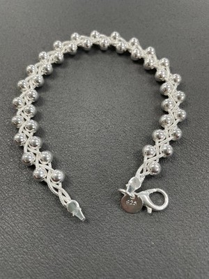 925 Sterling Silber 20cmArmband schöne geflochtene Perlenkette für Frau mit Tasche