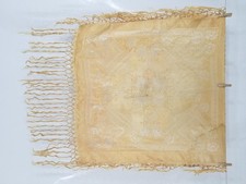 Vintage Traditional Floral Silk Brocade Fringed Piano Shawl 84x82cm