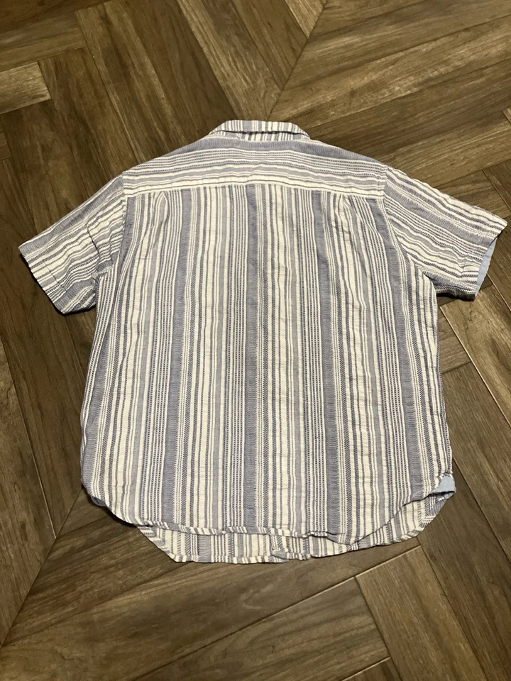 True Grit Button Down Shirt Cotton Linen Striped XL Chambray Blue  - Image 2 of 4