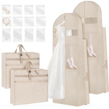 Wedding Dress Garment Bag,72  Tri-Fold Bridal Gown Bag with 12 Pouches and Ad...