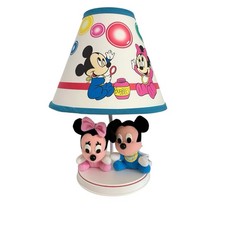 Vintage Disney Babies Mickey  Minnie Mouse Nursery Table Lamp with Shade