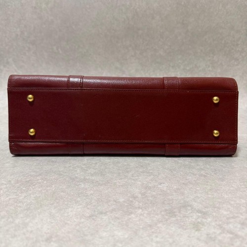 Givenchy Vintage Tote Bag Bordeaux Leather Rare Square Logo EX - Picture 5 of 12