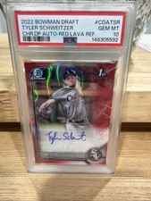 2022 Bowman Draft Tyler Schweitzer Red Lava Refractor Auto /5 PSA 10