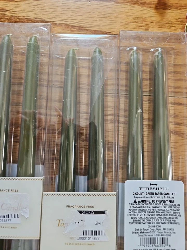 6 velas cónicas umbral verde sin fragancia Foto 3 de 3