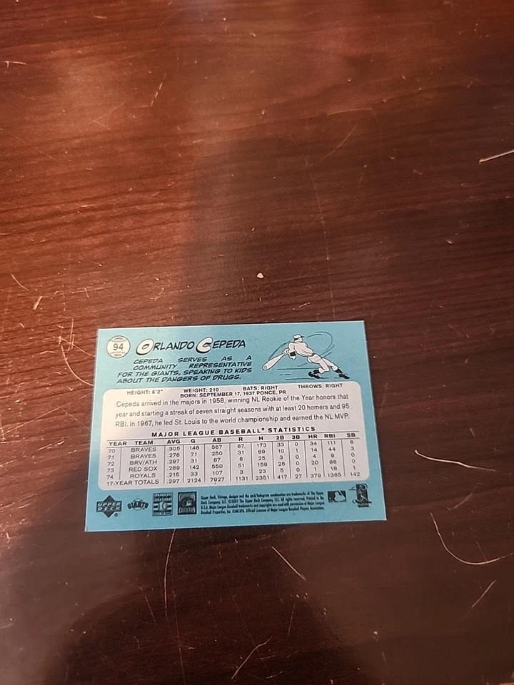 2003 Upper Deck Vintage - Orlando Cepeda #94 - Image 3 of 4