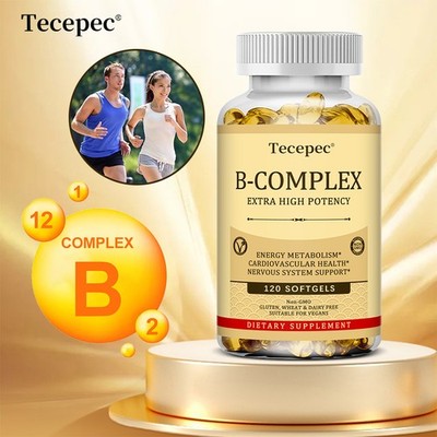 Vitamin-B-Komplex für Herz-Kreislauf- und Nervengesundheit, 30/60/120 Kapseln
