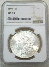 1897 P Morgan Silver Dollar NGC MS63 Frosty PQ Just Graded New Holder #Y14D