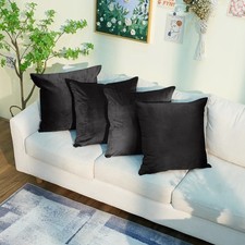 Image of Pack of 6 Velvet Cushions With Covers Throw Decorative 18"x18" Filled Cushions