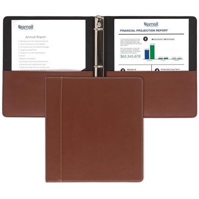Brown Leather 3 Ring Binder, 1 Inch