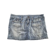 American Eagle Denim Micro Mini Skirt Women 10 Blue Low Rise Cargo Y2K Vintage