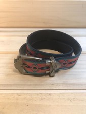 Nuovo Southwest Aztec Style Belt Metal Leather Womens SIze 7 Adjustable Pink
