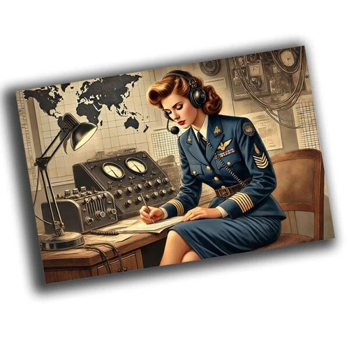 nice vintage retro woman officer in military uniform WW2 Photo Glossy 4*6 in I44