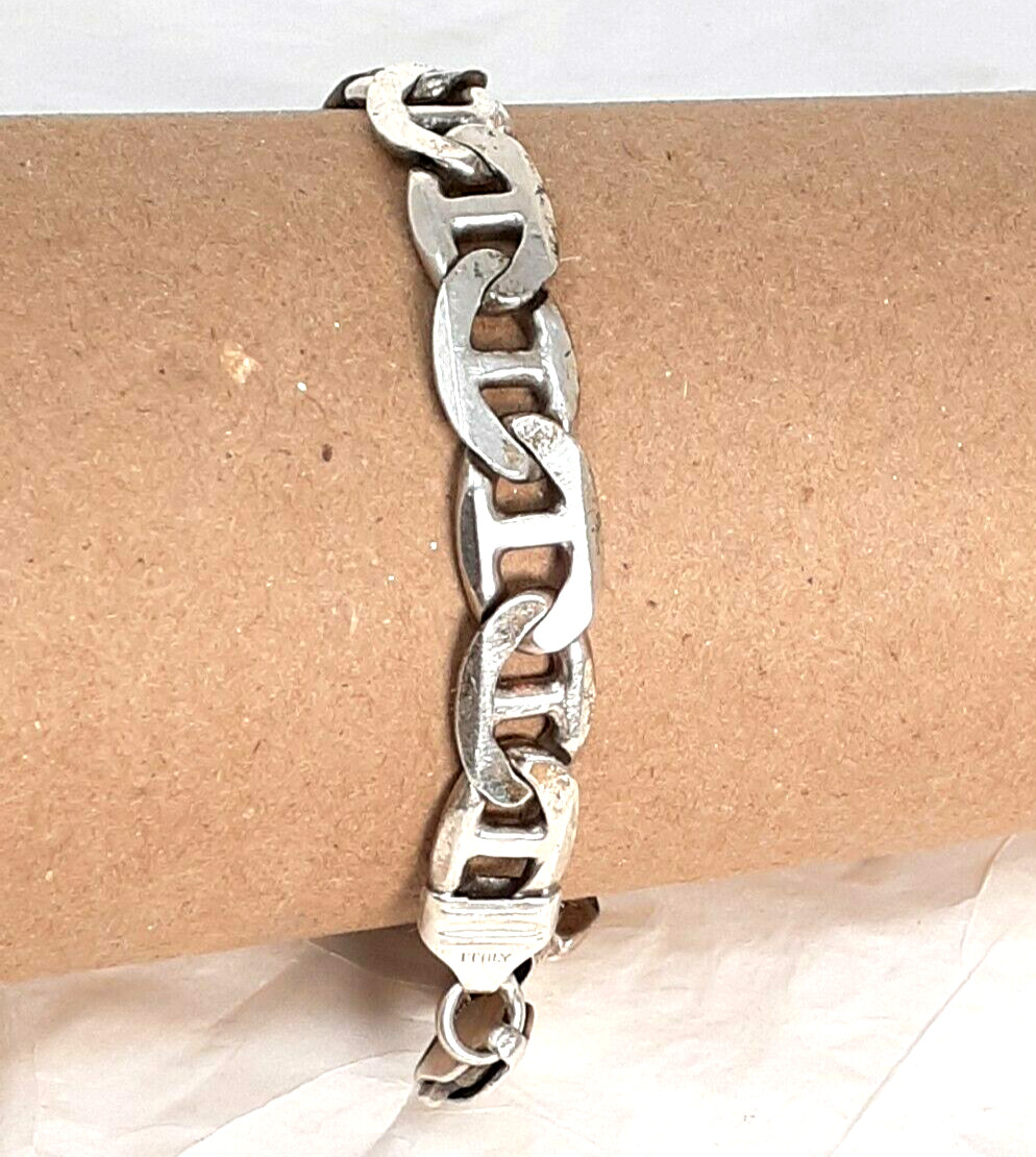 925 Solid Silver Anchor Linked Bracelet  Size 8" … - image 1