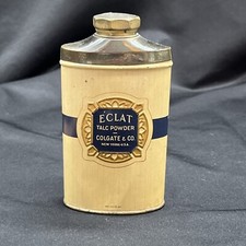 Antique 1906  clat Talc Powder Colgate  Co Empty Vtg Beauty Advertising Tin G2