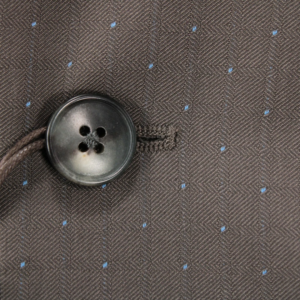 Traje Boglioli Nuevo con Etiquetas Lana/Algodón Dos Piezas Talla 48R US 38R Taupe con Lunares Azules Foto 3 de 4