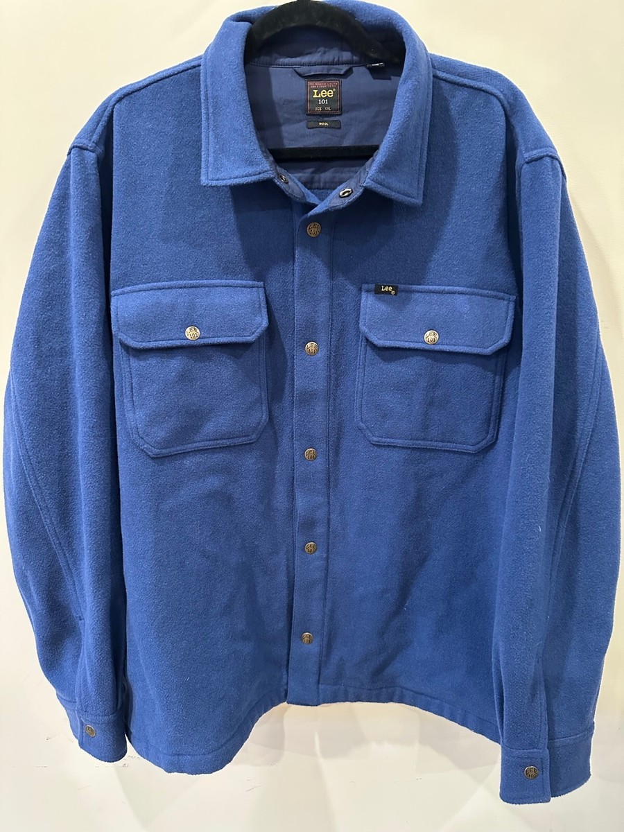 Lee 101 Wool XXL Lake Blue Work Jacket Overshirt Heavyweight Vintage Buttons