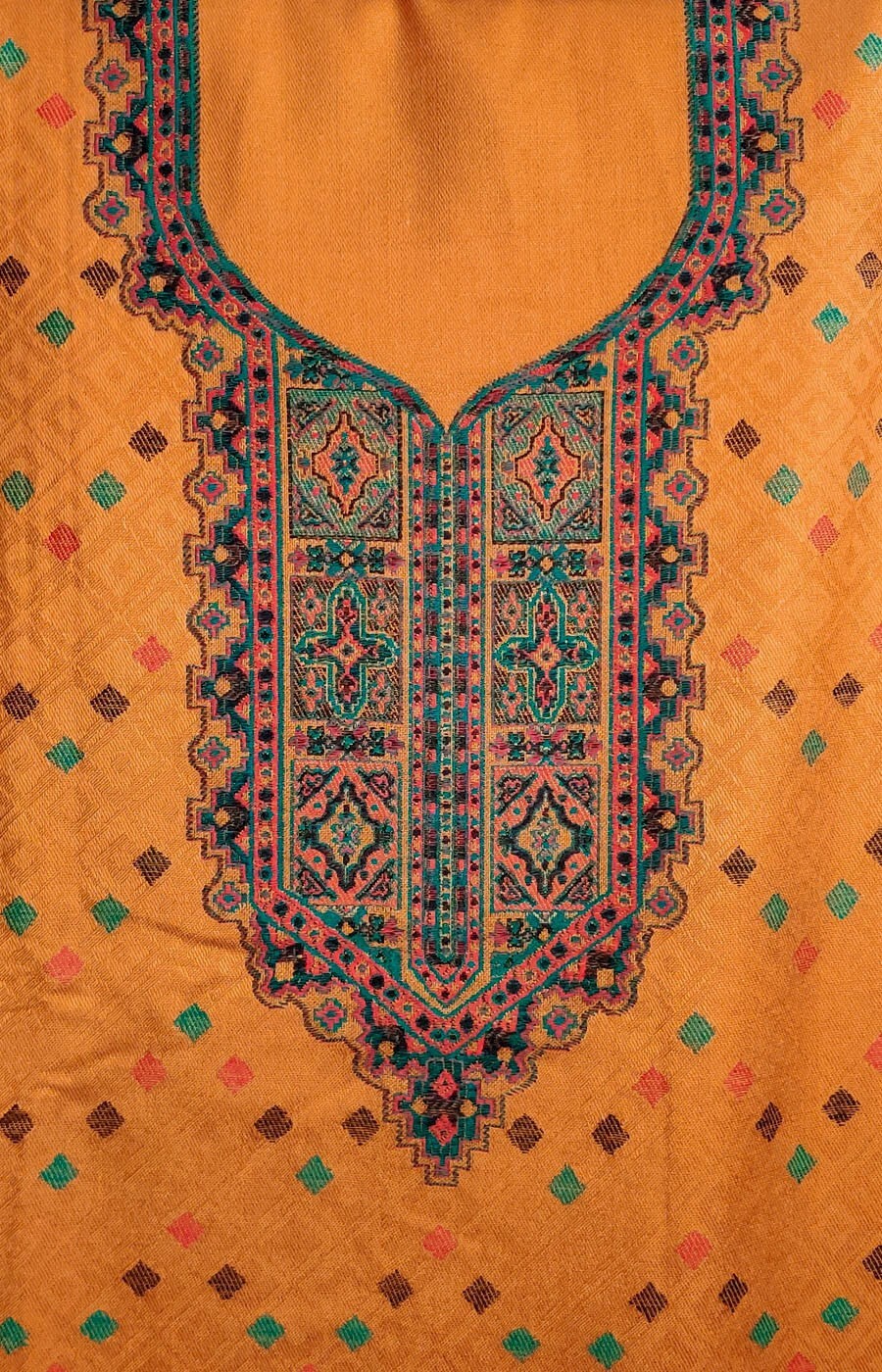 DRK YELLOW KASHMIRI KANI WOOL SALWAR KAMEEZ SHAWL SUIT DRESS MATERIAL LADIES DEN eBay