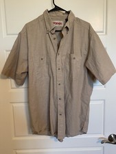Wrangler Shirt Mens XL Khaki Beige Short Sleeve Button Up Casual Work Wear