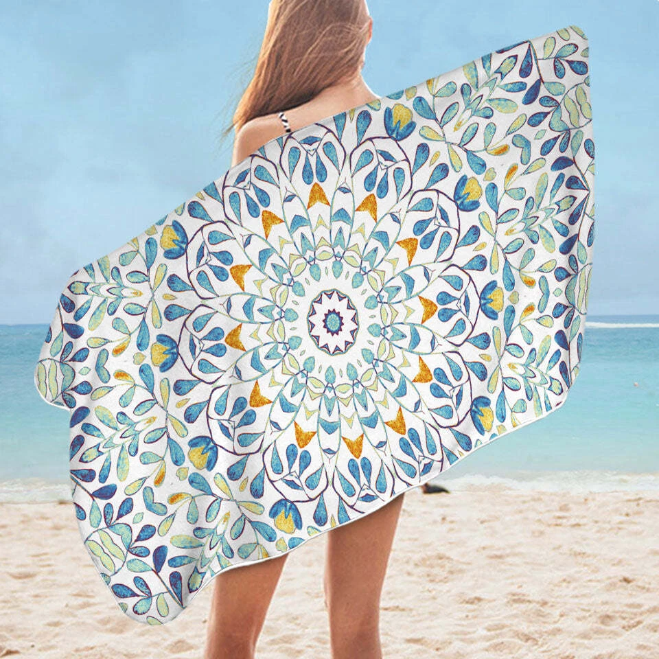 Blue Green Orange Leaf Circle Microfiber Beach Towel eBay