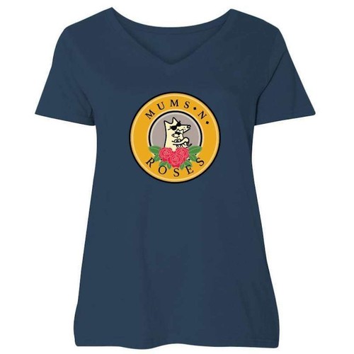 Teddy the Dog T Shirt Mums N Roses Ladies Curvy V Neck Tee Ltd Ed Mothers Day - Picture 5 of 5